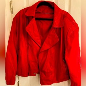 Men’s large red leather jacket